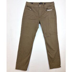 Lucky Brand 121 Slim Straight Pants Men 36x32 Brown Olive Stretch Chino Trousers